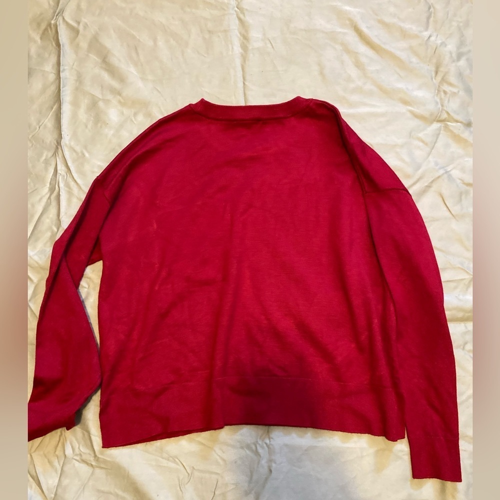 DKNY Vibrant Red Sweater with Sequin Accent - Size M - Picture 7 of 12